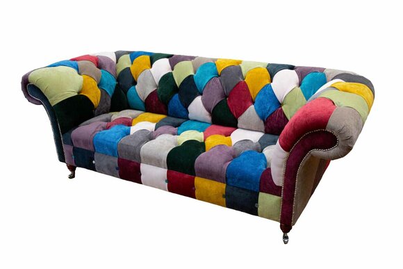 Chesterfield Sofa Upholstery Design Multicoloured Seat Textile Couch Living Room