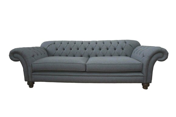 Sofa Luxury Textile Chesterfield Couch Sofas Upholstery 3 Seater Grey Design