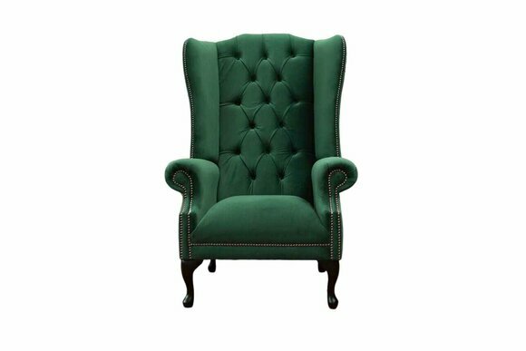 Green Wing Chair Armchair Design Upholstery Sofa Chesterfield Textile Living Room