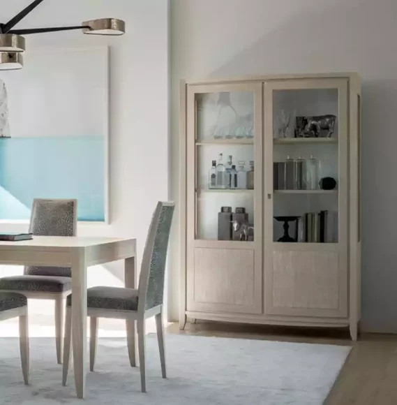 Display Cabinet Living Room Furniture Wood Display Cabinets Glass Cabinet Beige Sideboard New