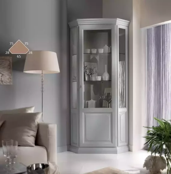 Corner Display Cabinet Cabinet White Showcases Living Room Classic Design Shelf