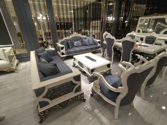 Designer living room set 2x sofas, stylish armchairs luxury living room set