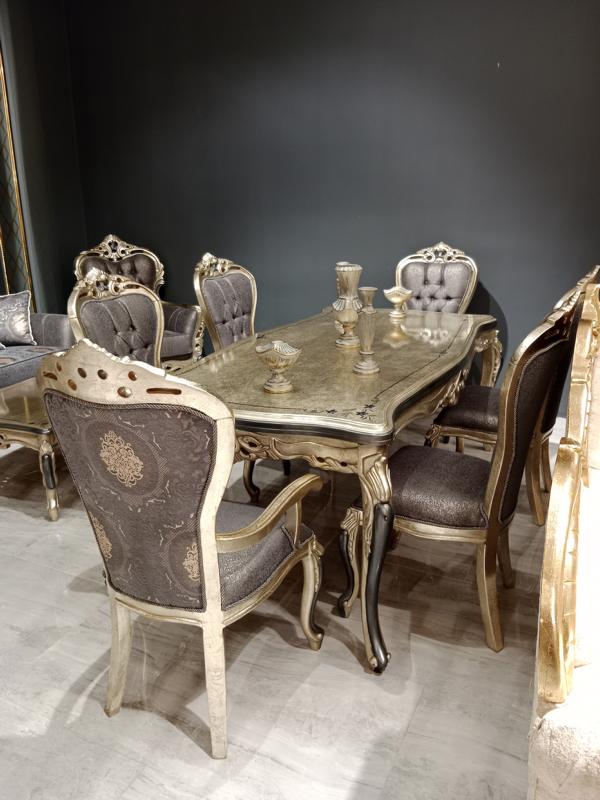 Exquisite Dining Room Furniture Luxury Dining Table + 4x Table Chairs Gold