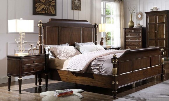 Bedroom set bed 2x bedside tables luxury new 3-piece design modern wood