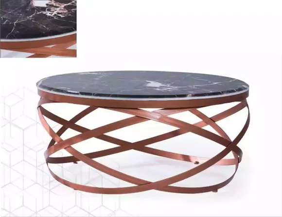 Coffee table round furniture luxury new black modern living room brown