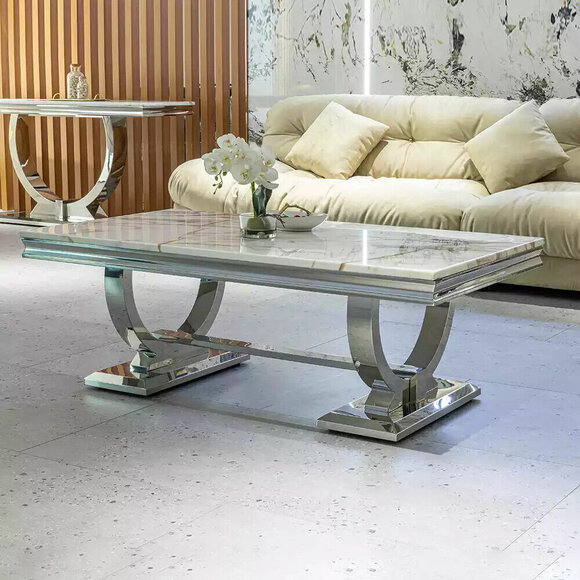 Modern grey coffee table stainless steel table living room tables luxury design