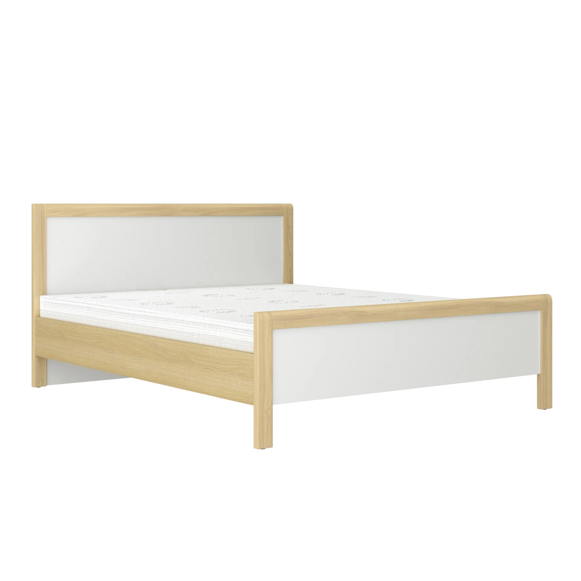 Modern white double bed Bedroom beds High-quality wooden frame