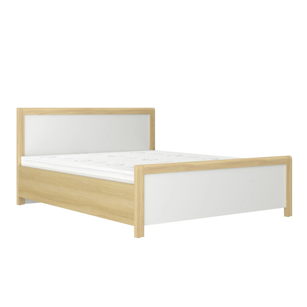 Bedroom Wooden bed White double bed Designer light wood frame
