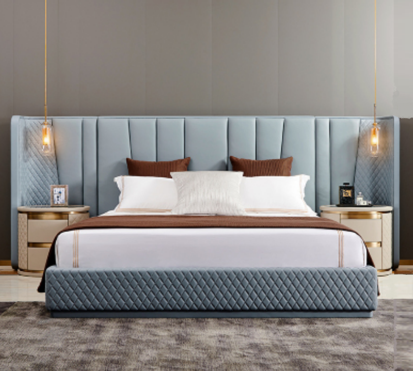 Large bedroom double bed designer beds wooden frame upholstered bed