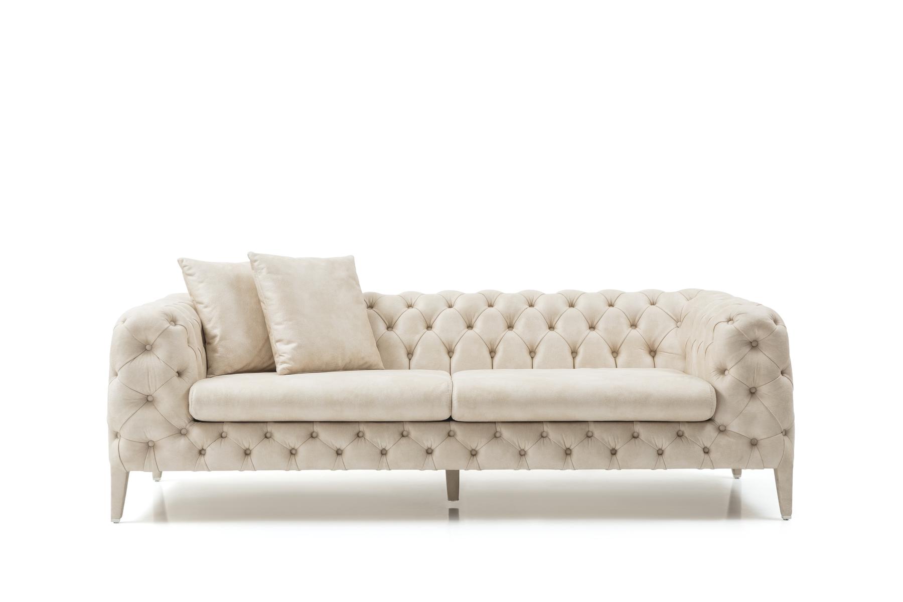 Living Room White Four-Seater Designer Luxury Sofa 4-Seater Upholstered Couch