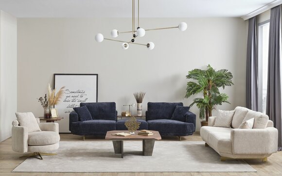 Living Room Sofa Set 4+3+1 Seater Design Couch Furniture Textile Upholstery