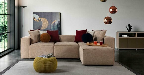 Beige living room luxury corner sofa L-shaped sofa upholstery modern couches new