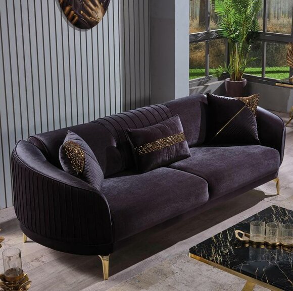 Three seater sofa Modern living room couch Black designer upholstered sofas