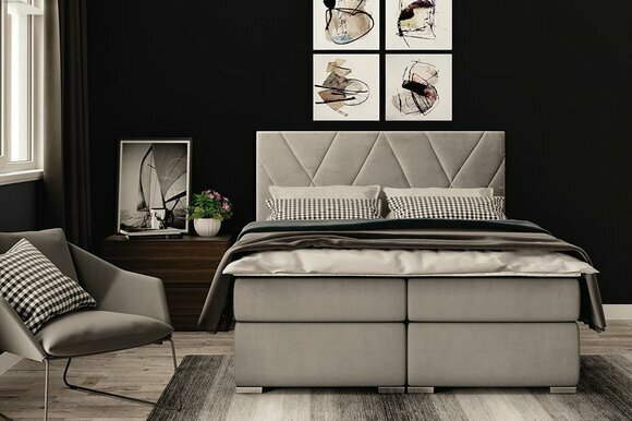 Luxury bedroom bed upholstery fabric design double bed furniture box spring bed