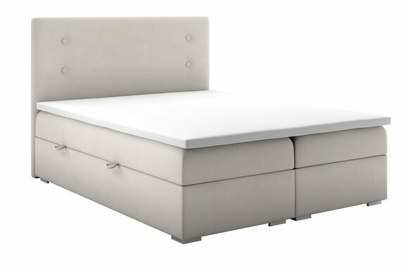 Bedroom Bed Upholstery Modern Design Luxury Double Bed Beige Boxspring Bed