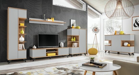 Living room set 5 pcs luxury wall units wood furniture set TV stand new