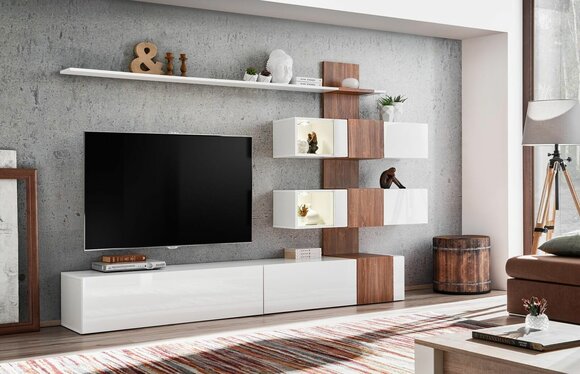 Modern wall unit Luxury living room furnishings Design TV stand Wall shelves