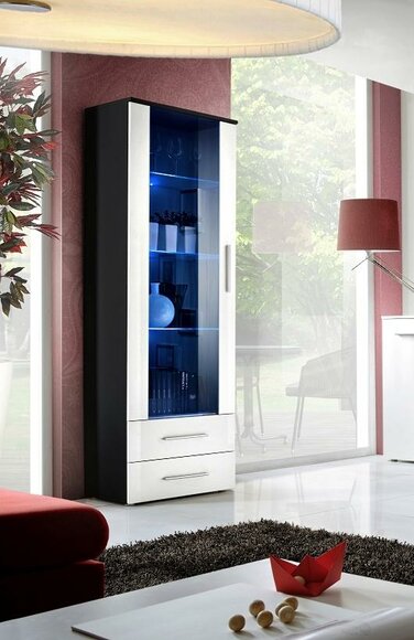 Designer Black Display Cabinet Shelf Wood Cabinet Living Room Furnishings Modern