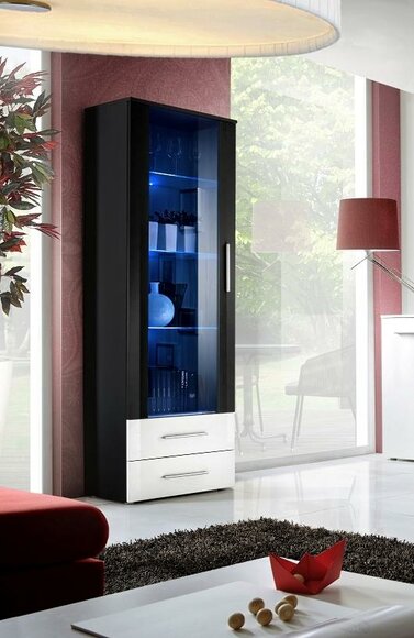 Black Display Cabinet Furnishings New Designer Furniture High Gloss Living Room Modern