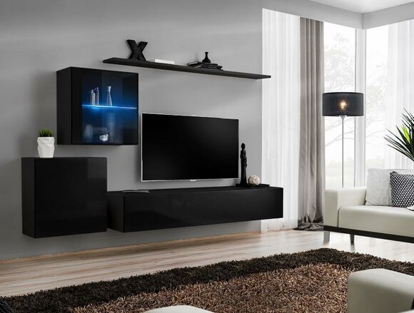 Luxury Black Wall Unit 2x Wall Unit Living Room Furniture Living Room Furniture