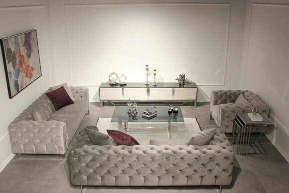 Living room furniture set 6-piece sofa set 2x three-seater modern TV stand
