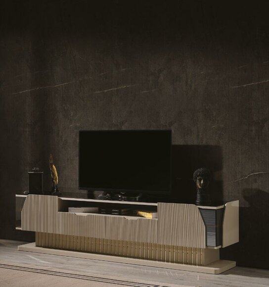 Luxury TV Stand in Living Room Designer Wood Lowboard Modern Furniture