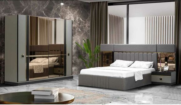 Bed Bedside table Wardrobe 4pc Bedroom Set Design Luxury New