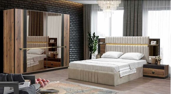 Bed Bedside table Wardrobe 4 pcs Bedroom Set Design Modern New