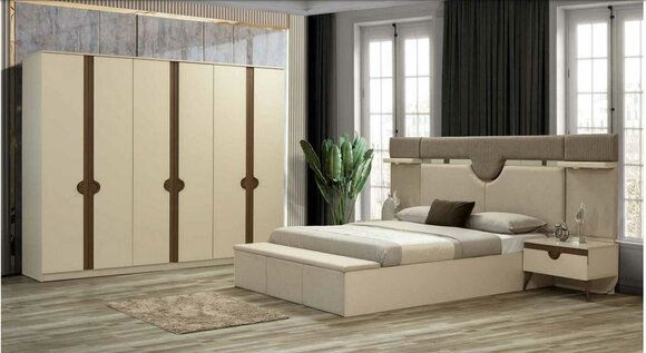 Stylish furniture 4-piece bedroom set bed 2x bedside table wardrobe new