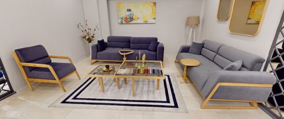 Blue-grey settee Modern sofas Designer 3-seater luxury armchair