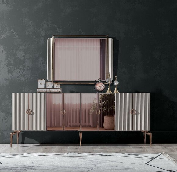 Modern dining room set consisting of stylish sideboard and mirror 2 pcs