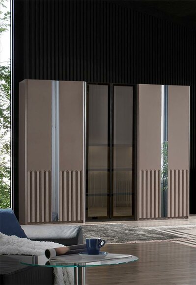 Beige closet Modern bedroom wardrobes Stylish wooden furniture