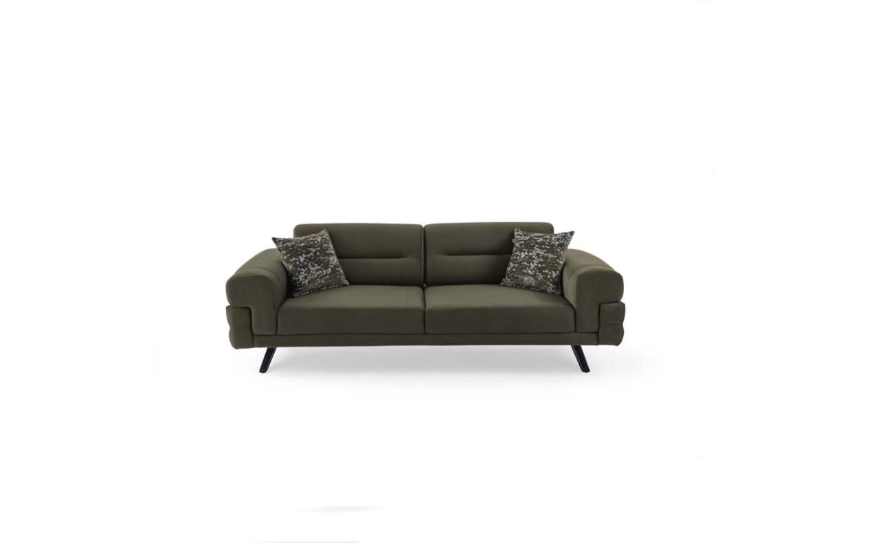 Dark Green Three-Seater Living Room Textile Sofa Stylish 3-Seater