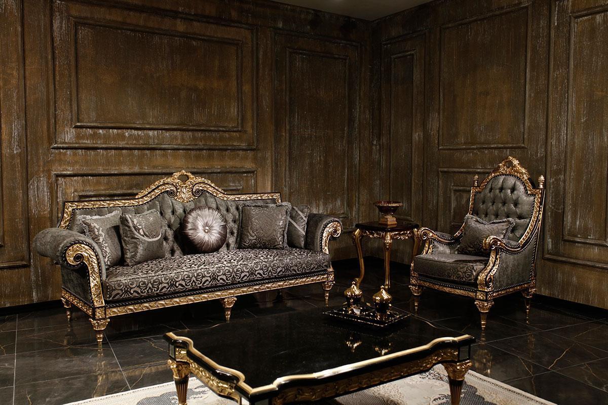 Classic Chesterfield sofa set 3+1 seater designer coffee table 3 pcs