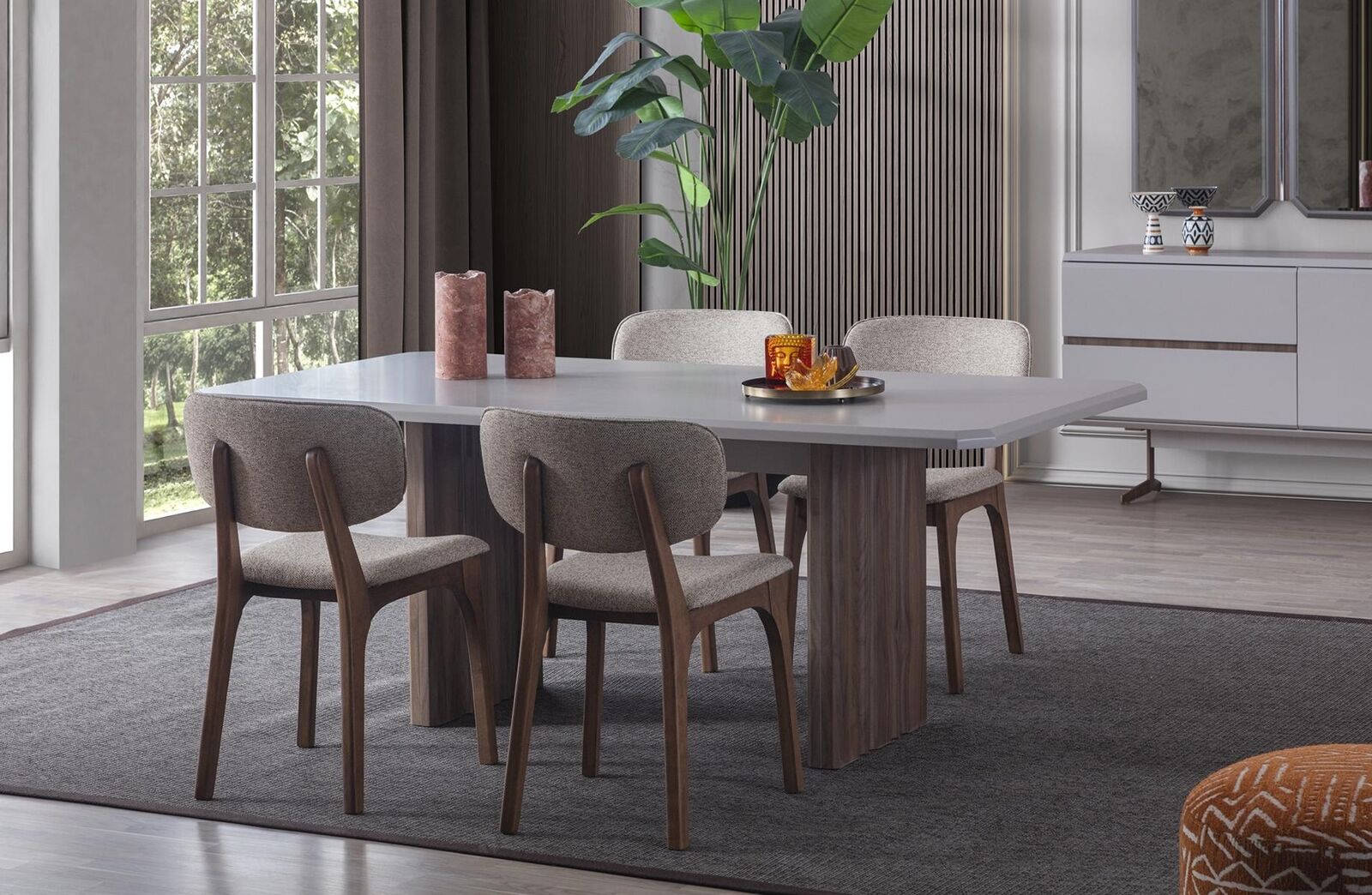 Designer dining room set consists of a 5-piece dining table and 4x modern chairs