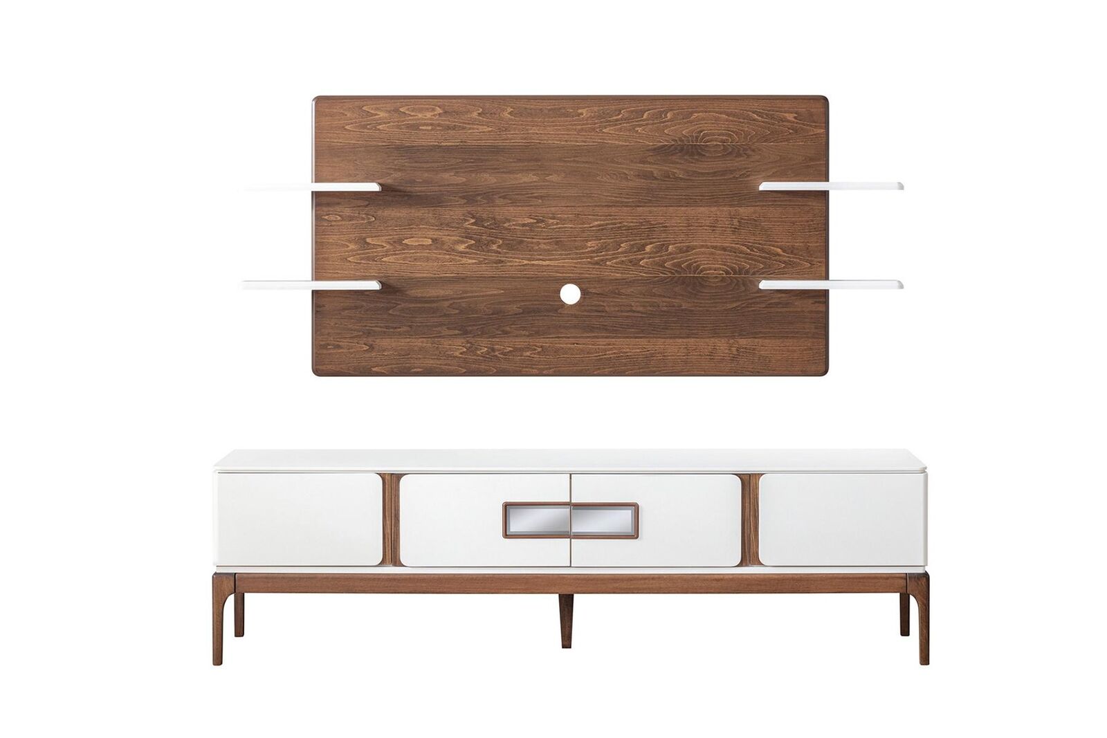 Style living room set wall unit 2-piece sideboard TV wall panel wall units