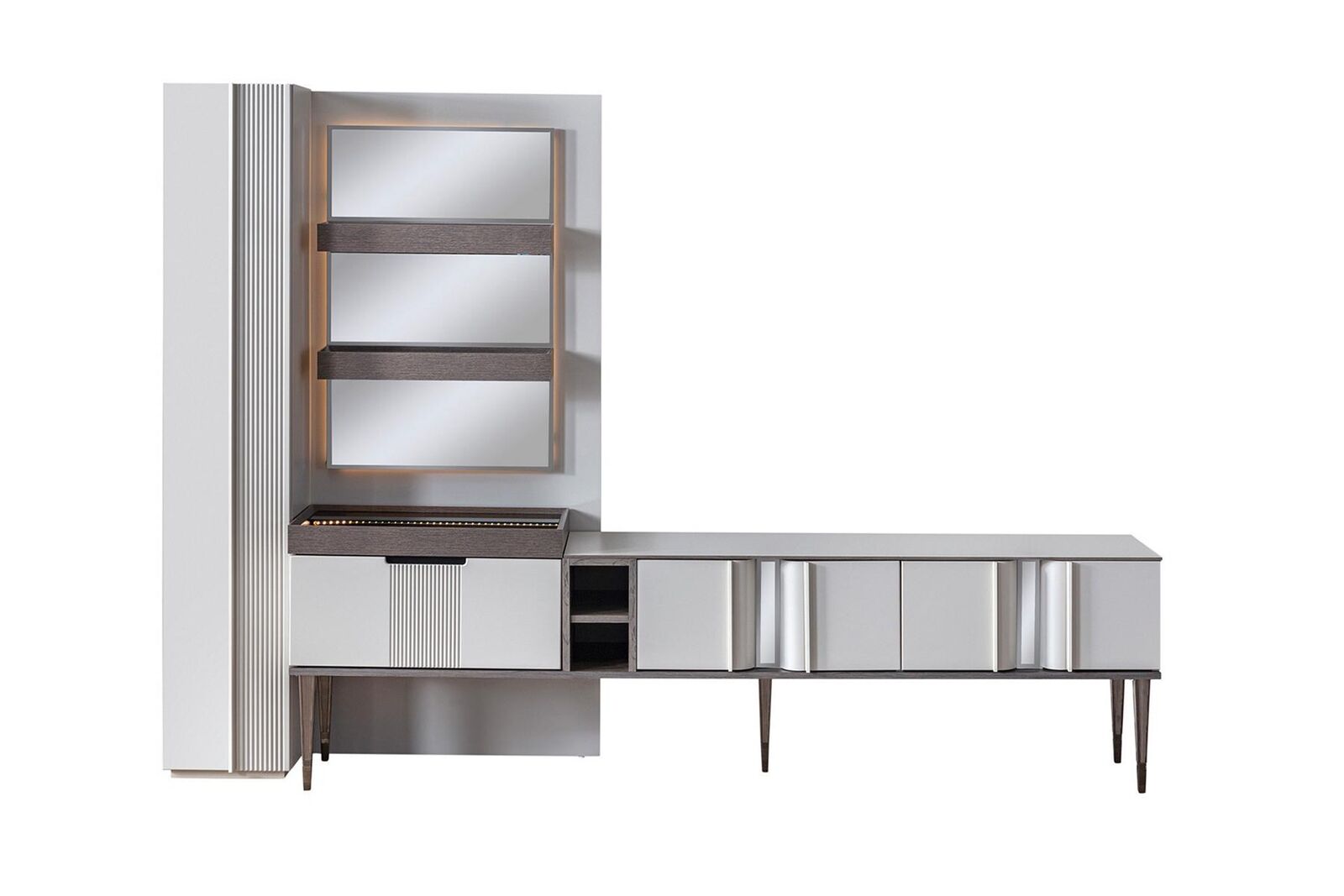Exclusive wall unit White colour Designer furniture for living room LED illuminated