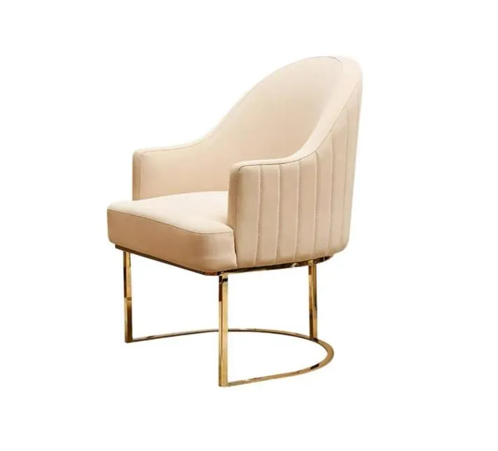 Dining chairs living room luxurious beige chair with metal Modern