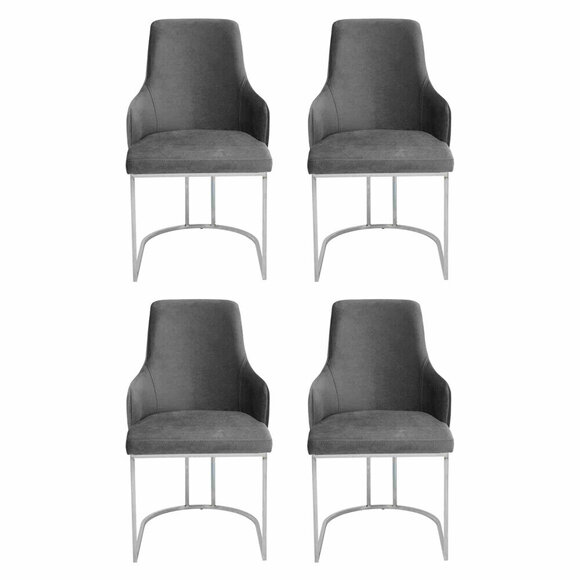 Grey Chair Set Dining Room Chairs Luxury Seating Kitchen Furniture 4pcs