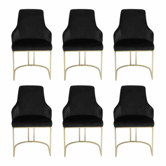 Luxury 6x Chairs Black Dining Room Chair Designer Furniture Modern Chairs New