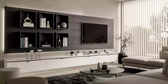 Design Wall Cabinet Shelf Living Room TV Stand Wood Wall Shelves Italy