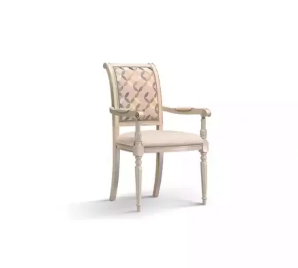 Dining Room Wooden Chairs Upholstered with Armrest Beige Chair Design Armchair