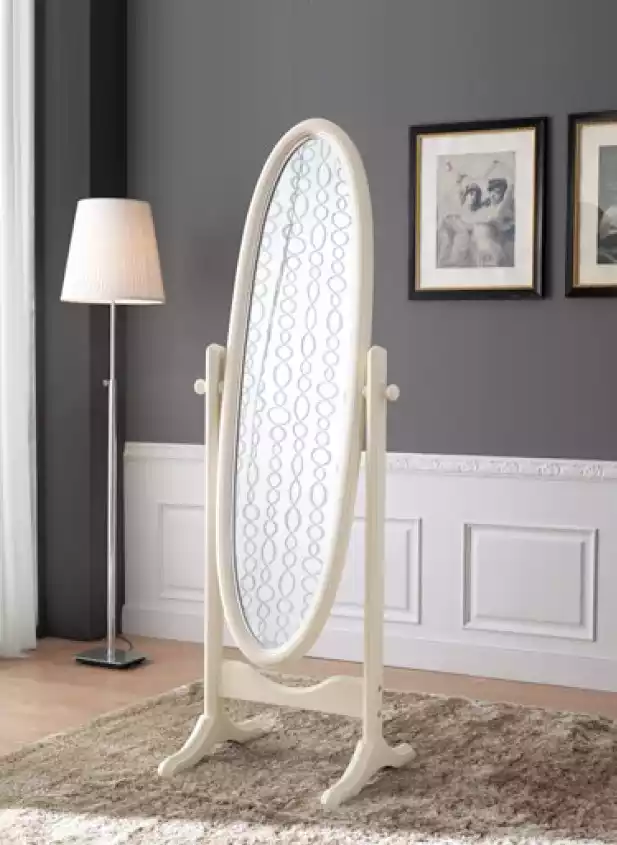 Mirror floor mirror large wooden frame living room 57x164cm Beige
