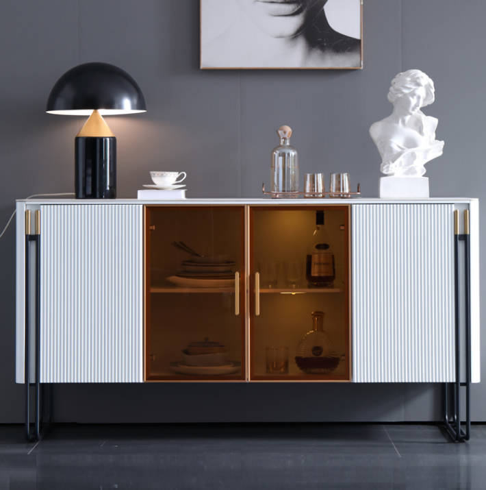 Sideboard White Wooden cabinet Modern style Living room dresser Sideboard