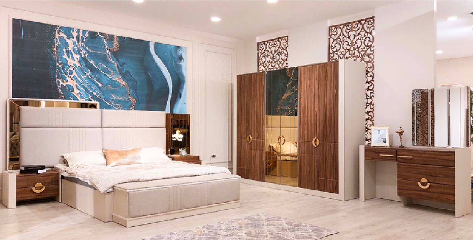 Bedroom Furniture Modern Set 6pcs Designer Furnishings New Double Bed