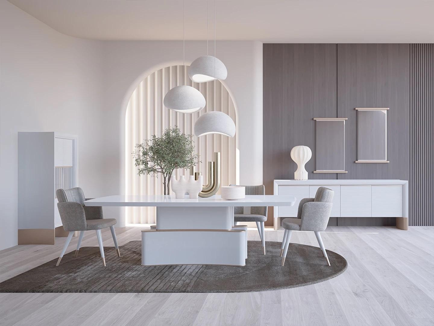 Design dining room complete 7-piece dining table modern sideboard wooden cabinet new display cabinet
