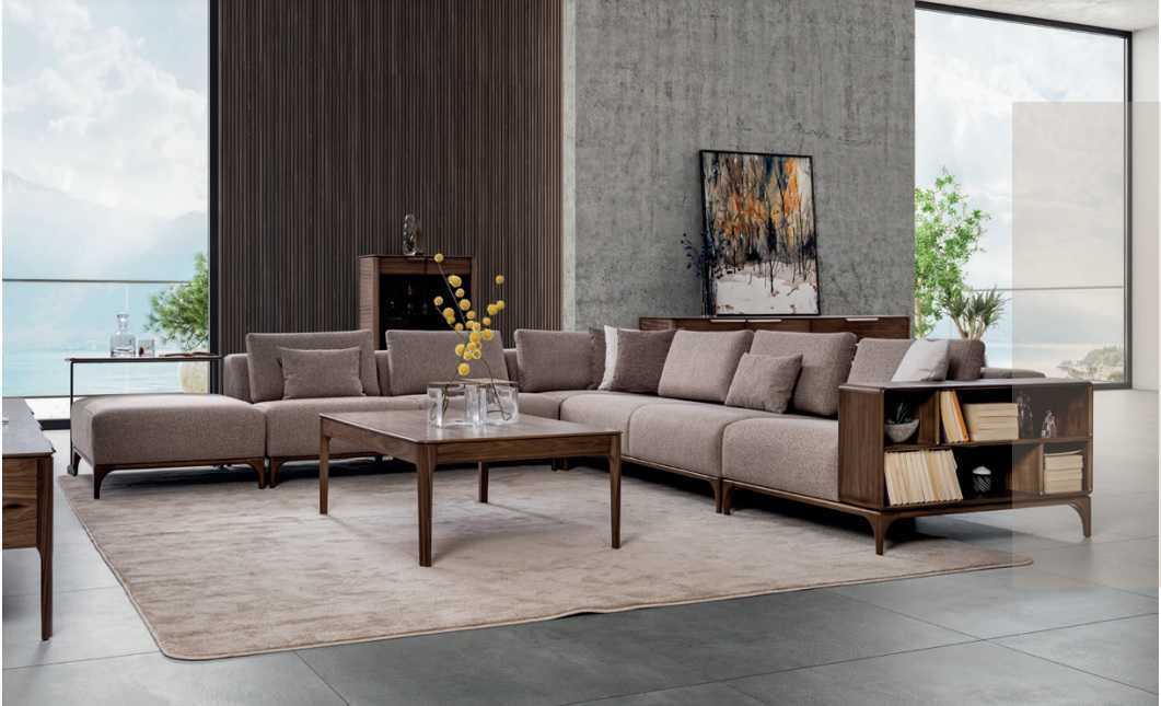 Luxury 2-piece living room set corner sofa L-shaped with coffee table modern design