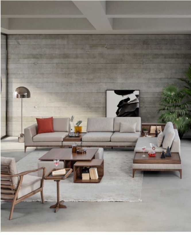 Living room corner sofa L-shaped wood corner set sofa couches luxury furniture