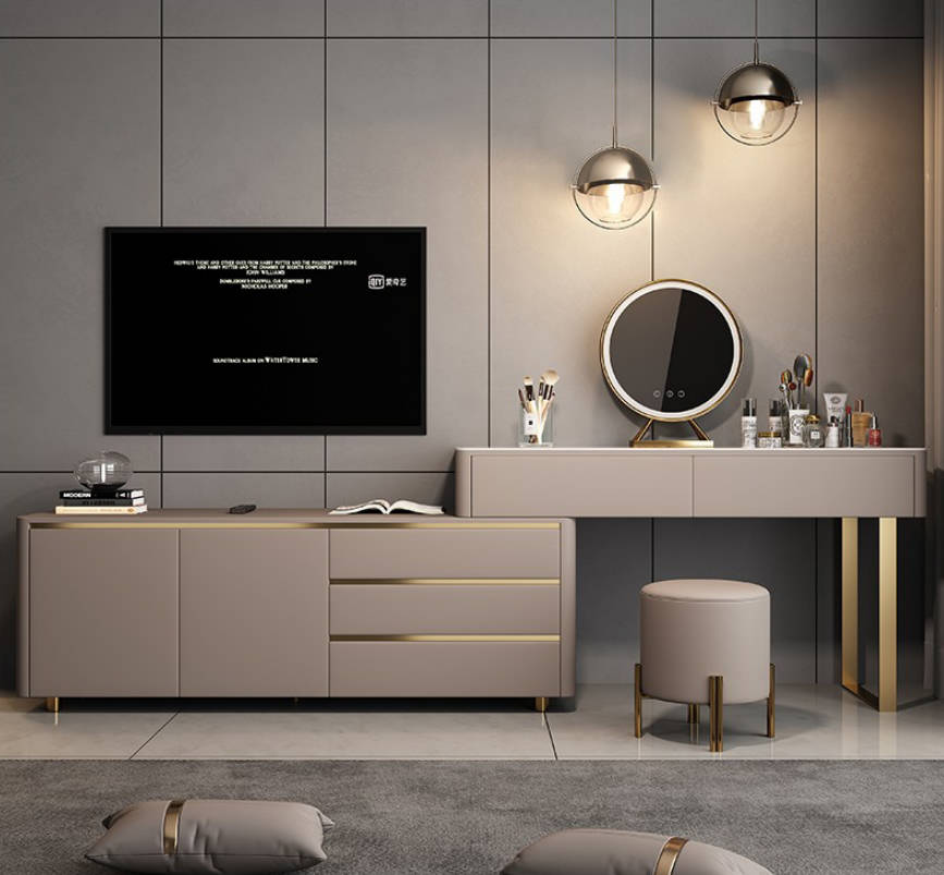 Dressing table with RTV drawers mirror luxury console bedroom