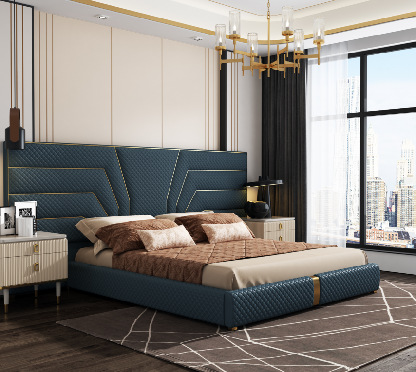 Luxury bedroom bed double beds design furniture bed frame hotel